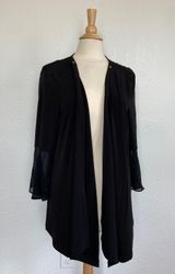 Ellen Tracy Solid Black Open Front Cardigan Photo 0