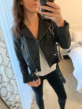 ZARA Matte Black Biker Faux Leather Jacket Photo 0