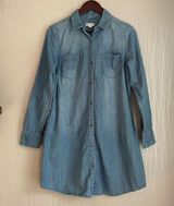 Merona denim long sleeve shirt dress women’s size medium Photo 0