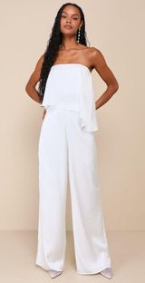 Sincerely Exceptional White Satin Strapless Two-Piece Jumpsuit Photo 0
