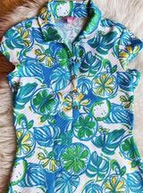 Lilly Pulitzer Rayna Polo Blue and Green Floral Dress Photo 0