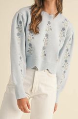 Embroidered Sweater Blue Photo 0
