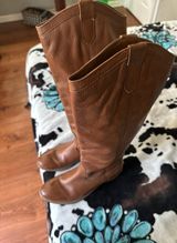 Brown Leather Tall Boots Size 6.5 Photo 0