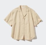 Linen Blend Open Collar Shirt Photo 0