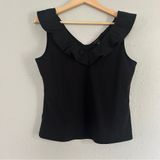 Ann Taylor NWT Black Sleeveless Ruffle Blouse Neutral Casual Formal Holiday Photo 0