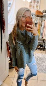 Boutique Green Cowl Neck Sweater Photo 0