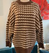 ZARA Oversized Chunky Bulky Sweater Top Striped 33% Wool Blend Size M Medium EUC Photo 0