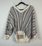 POL | Pastel Heart Print Vintage Style V-Neck Slouchy Sweater Size Large Photo 0