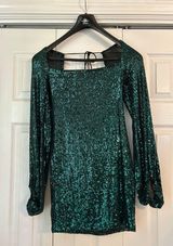 Hello Molly Green Tight Fitted Sequin Dress Photo 0