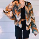 Willow & Clay Chevron Faux Fur Coat Photo 0