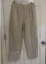 A New Day Cotton Blend Pants‎ Elastic Waist Casual Cropped Beige Size M Photo 0