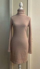 🌻  Soft Knitted Turtleneck Mini Dress Long Sleeves Photo 0