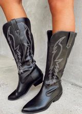 Black Embroidered Cowboy Boots Photo 0