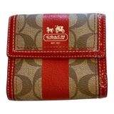 Vintage Heritage Stripe wallet with red leather trim & brass logo Photo 0