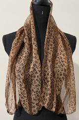 Vintage 90s Cheetah Scarf Brown Photo 0