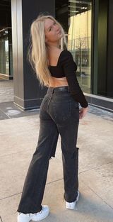 ASOS Black Jeans Long Straight Leg Fit Women Black Photo 0
