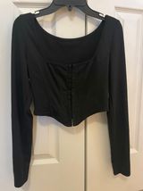 Black Long Sleeve Corset Top Photo 0