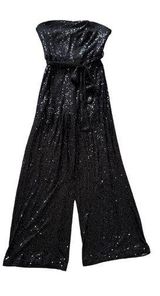 She + Sky Black Sequin Strapless Jumpsuit Photo 0