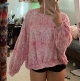 Pink and White Oversized Long Sleeve Size M Photo 0