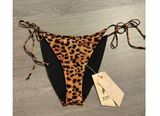 Free People Hot As Hell Cheetah String Swim Bottoms Sz Large NWT Photo 0