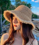 Summer Straw Beach Bucket Hat Tan Photo 0