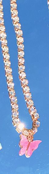 Brandy Melville Rhinestone Purple Butterfly Necklace Photo 0