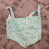 Floral Green and White Corset Top Photo 0