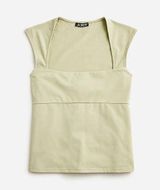 JCrew Squareneck Cap-sleeve Top in Stretch Cotton Blend Photo 0