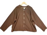 Coldwater Creek Brown Linen Blend Button Front Top USA Made Large Photo 0