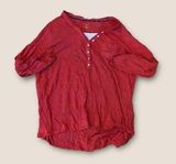 Northcrest Long Sleeve Henley Top Red 4X Photo 0