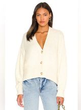 Free People Found My Friend Cardi Cardigan Sweater in Cream - Size Medium Photo 0