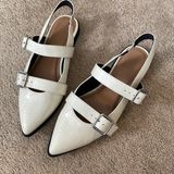 Old Navy Cream Snake Pointed Toe Buckle Flats Size 8 Photo 0