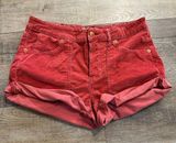 Free People Red Corduroy Shorts Size 24 Photo 0