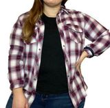 Kut From The Kloth  Red White Blue Button Snap Flannel Size Medium Photo 0