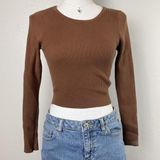 White Fox Boutique White Fox Brown Ribbed Long Sleeve Photo 0