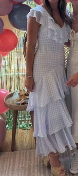 Nordstrom Rack Blue Gingham Maxi Dress Photo 0