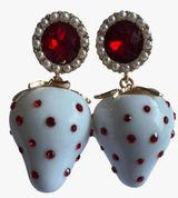 Betsey Johnson Women's Strawberry Earrings White Red Photo 0