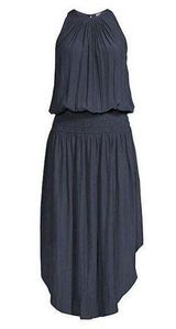 NWT Ramy Brook Audrey Smocked Midi in Navy Blue Blouson Dress S $425 Photo 0