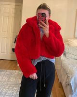Akira Red Faux Fur Coat Photo 0