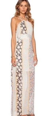 Monroe Floral Stripe Semi-Sheer Layered Maxi Dress Multicolored sz Med Photo 0