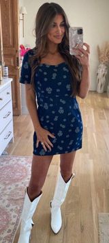 Denim Floral Dress  Photo 0