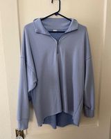 Aerie blue quarter zip oversized pullover size medium Photo 0