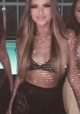 Akira Rhinestone Mesh Crop  Photo 0