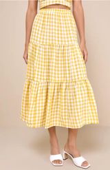 Gingham Tiered Midi Skirt Photo 0