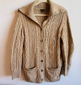 Talbots  Tan Cable Knit Cardigan Sweater Photo 0
