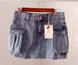 Boutique NWT Denim Cargo Mini Skirt Low Waist Photo 0