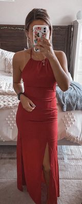 Red Halter Neck Maxi Dress  Photo 0