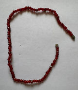 Red Beaded Necklace Glass Faceted Charm Chain Choker Clasp Photo 0