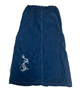 Vintage 90s Y2K navy adjustable parachute embroidered dragon long skirt Medium Blue Photo 0