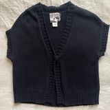 Barneys Cotton Cashmere Black Knit Short Sleeve Shrug Cardigan Sweater - Medium Photo 0